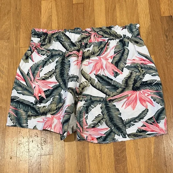 *last chance* LOFT | High Waist Tropical Print Shorts - Pink and Green - Picture 6 of 14